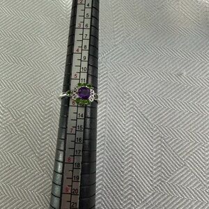Elegant Purple amethyst and Green chrome diopside Ring